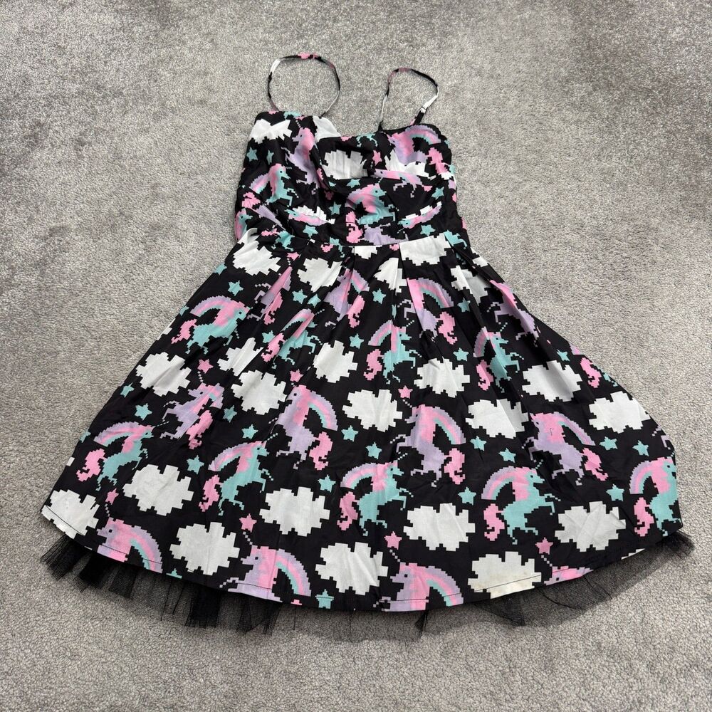 Banjo & Cake Too Fast Pixel Unicorn 8-Bit Gamer Tulle A-Line Dress Womens Small